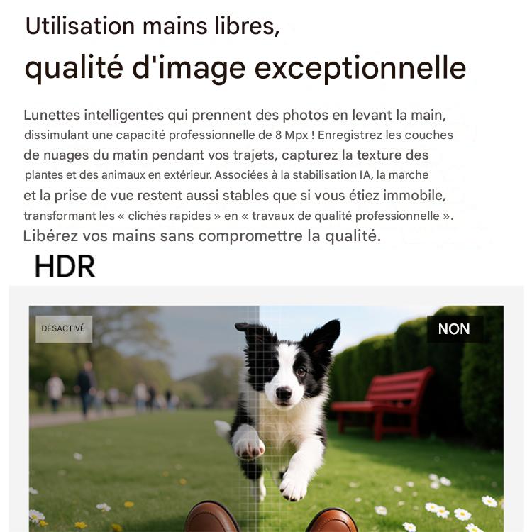 Lunettes avec Caméra 8MP M02 Ultra Noires - Lunettes Intelligentes IA Verres Photochromiques