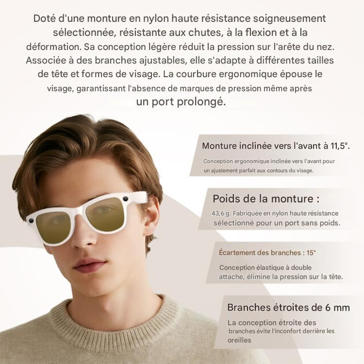 Lunettes avec Caméra 8MP M02 Ultra Noires - Lunettes Intelligentes IA Verres Photochromiques