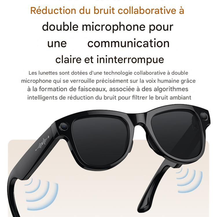 Lunettes avec Caméra 8MP M02 Ultra Noires - Lunettes Intelligentes IA Verres Photochromiques